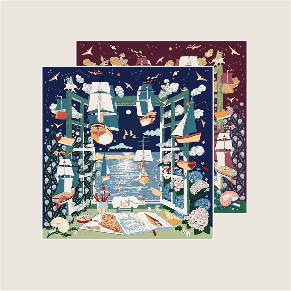 Scarf Silk Square - 90 センチメートルブランドシルクスカーフラップダブルプリントツイルシルクスカーフ女性ショール高級新デザインスクエアヒジャブカールショール