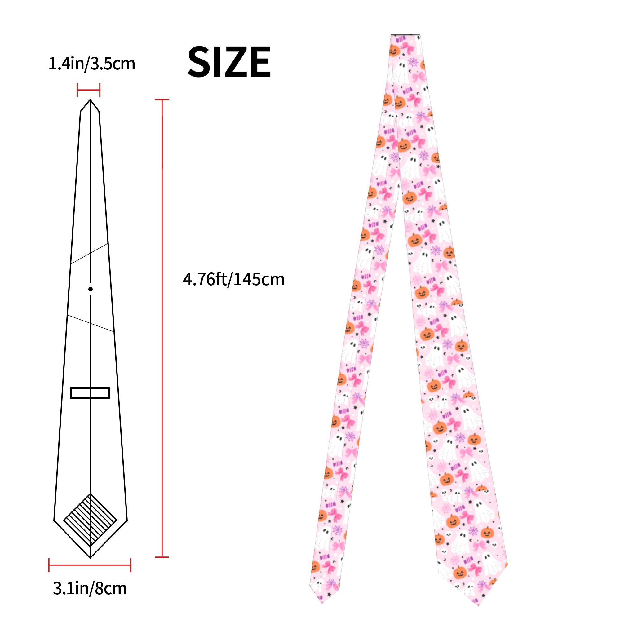 ピンクのハロウィンゴースト柄ネクタイ メンズ レディース 8 - Skinny Tie Men のレビューと価格