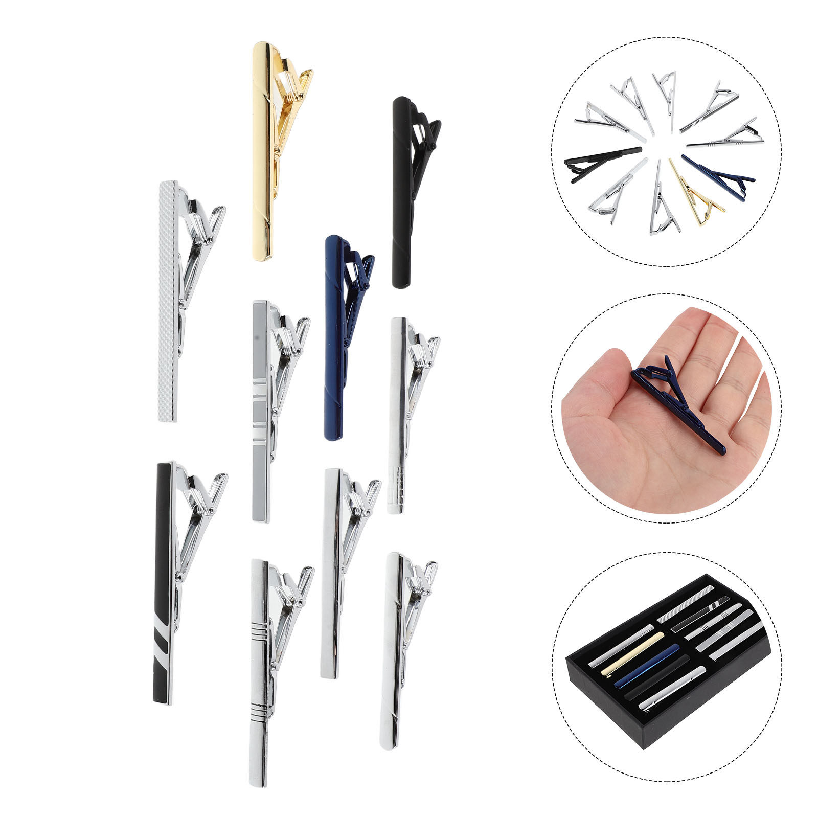 10個入りネクタイクリップセット メンズ ビジネス ネクタイ - Tie Bar Set Gift のレビューと価格