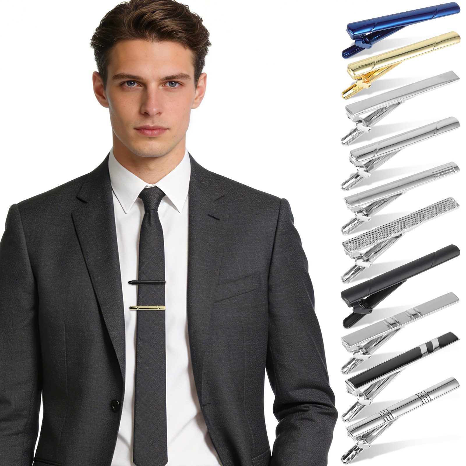 10個入りネクタイクリップセット メンズ ビジネス ネクタイ - Tie Bar Set Gift のレビューと価格