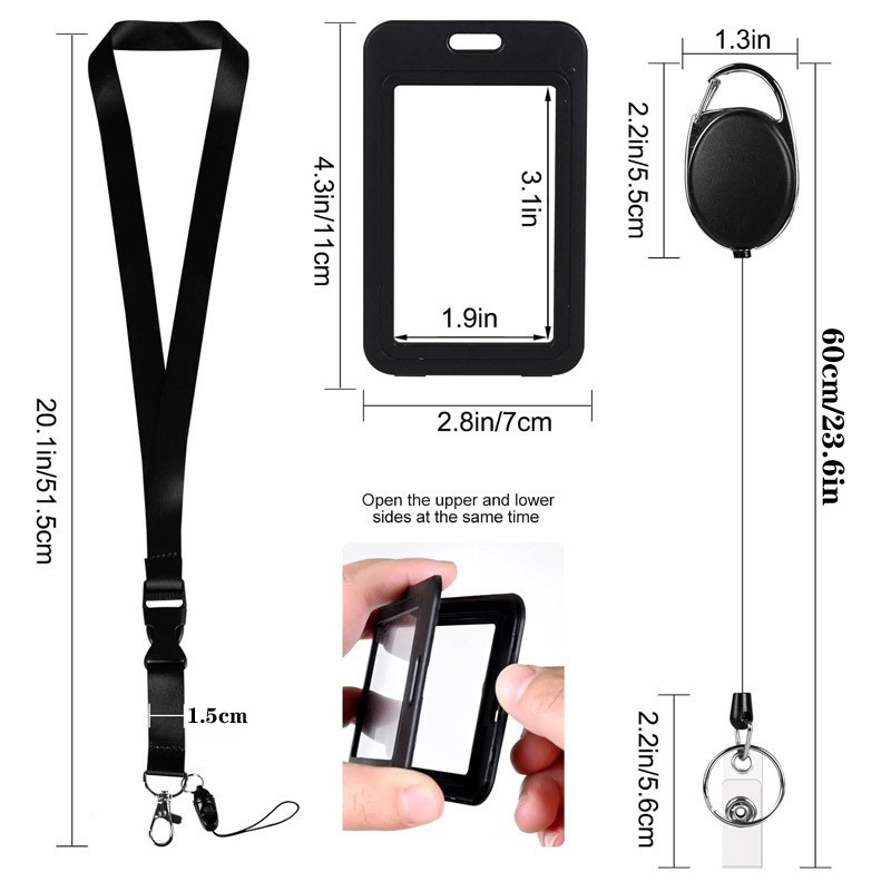3 個のプラスチックバッジ従業員バッジホルダー格納式ストラッ - Lanyard Badge Holder のレビューと価格