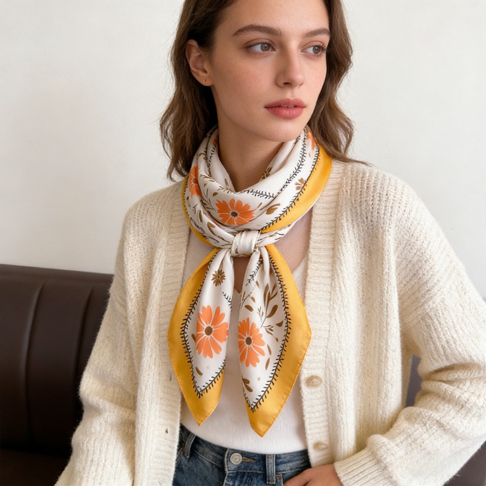 1Pc 新しいプリントファッションシルクスカーフスクエアスカ - Scarf Silk Square のレビューと価格
