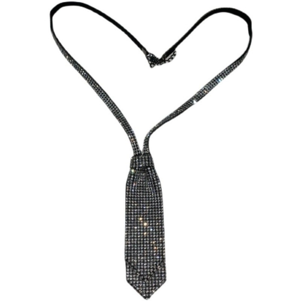 光沢のあるラインストーンの二層タイ、プレタイドボウタイ、クリ - Bow Tie Pre Tied のレビューと価格