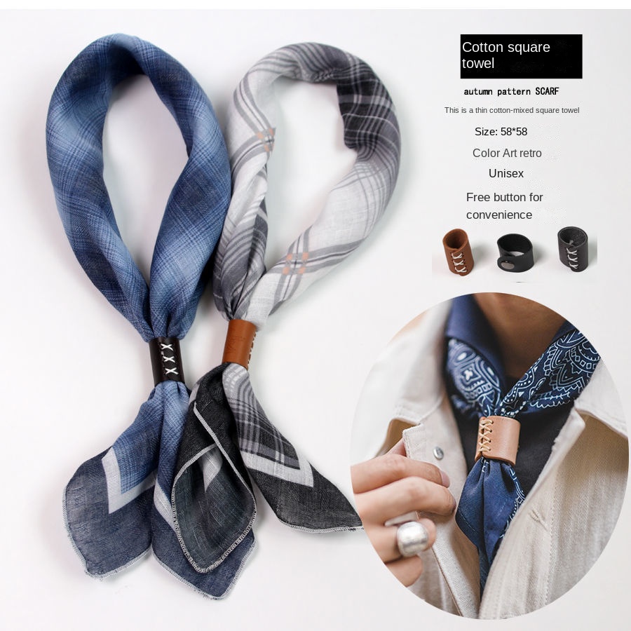 メンズスクエアスカーフ,ボタン付きコットンとリネンのスカーフ - Scarf Silk Square のレビューと価格