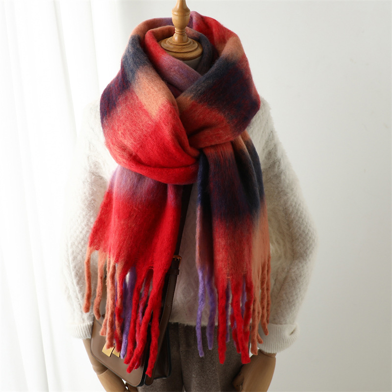 新作秋冬グリッドスカーフ 女性用 240*38cm 男性用  - Muffler Men Wool のレビューと価格